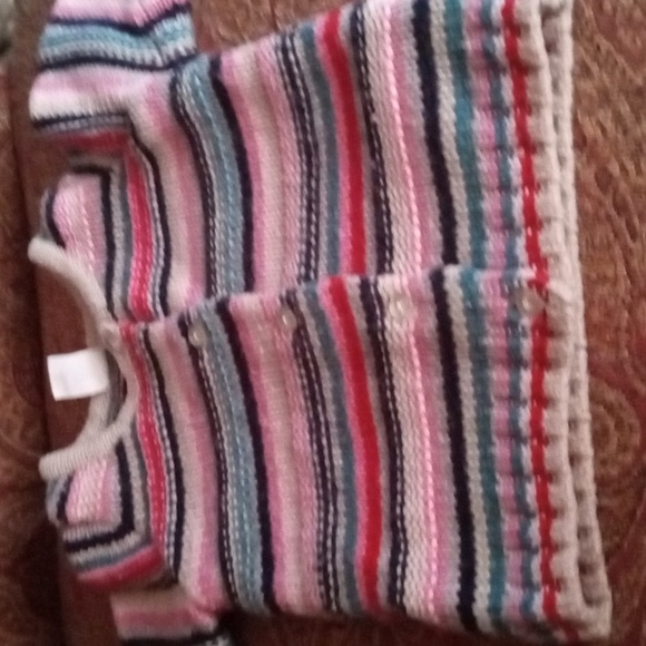 H&M 9-12 Months Baby Girls Warm Knit Striped Colorful Cardigan Sweater, Pinks - Picture 2 of 4